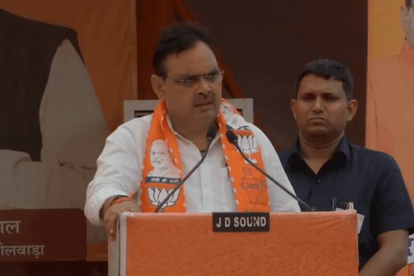 Rajasthan CM Bhajanlal Sharma addressed a public rally in Bhilwara.